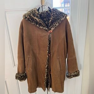 Vintage J. Percy for Marvin Richards Leopard Genuine Leather Reversible Coat M